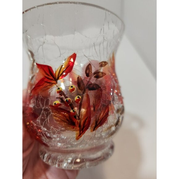 Yankee Candle Autumn Crackle Votive Tea Light Holder Colorful 3.5" Tall by 4" - Picture 9 of 11